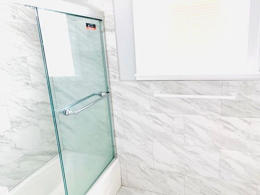 Bathroom, Glass Shower, Interior, Marble Walls