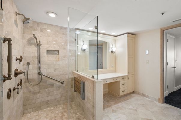 Bathroom, Glass Shower, Interior, Recessed Lighting