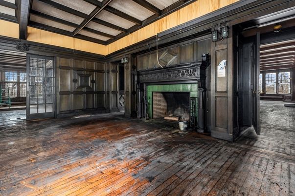 Fireplace, Interior, Wood Texture Flooring, Wooden Walls