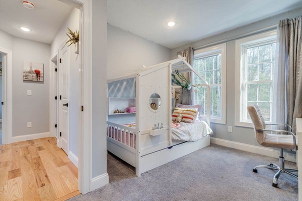 Bedroom, Home Office, Interior, Recessed Lighting, Wood Texture Flooring