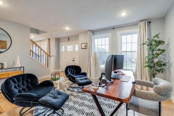 Home Office, Interior, Recessed Lighting, Wood Texture Flooring
