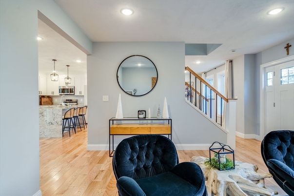 Interior, Kitchen, Pendant Lights, Recessed Lighting, Wood Texture Flooring