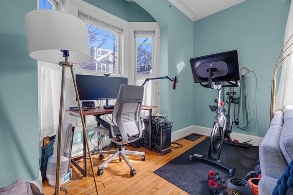 Fitness Equipment, Home Office, Interior, Wood Texture Flooring