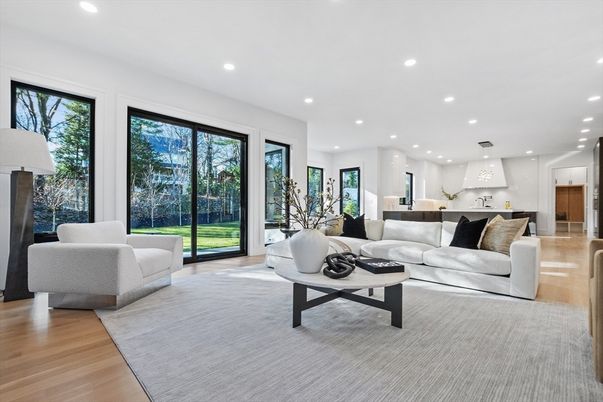 Interior, Kitchen, Living room, Pendant Lights, Recessed Lighting, Wood Texture Flooring