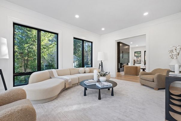 Interior, Living room, Recessed Lighting, Wood Texture Flooring
