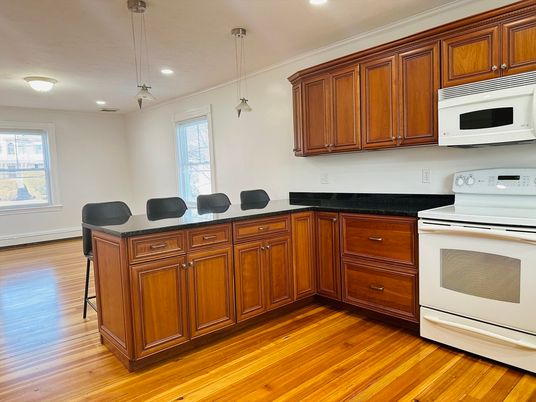 Interior, Kitchen, Pendant Lights, Recessed Lighting, Wood Texture Flooring