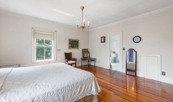 Bedroom, Chandelier, Interior, Wood Texture Flooring