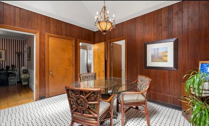 Chandelier, Dining room, Interior, Wood Texture Flooring, Wooden Walls