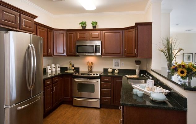 Interior, Kitchen, Stainless Steel Appliances, Wood Texture Flooring