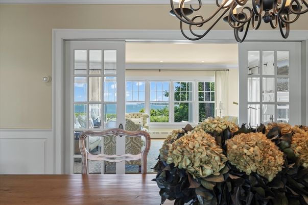Chandelier, Dining room, Interior, Water, Wood Texture Flooring