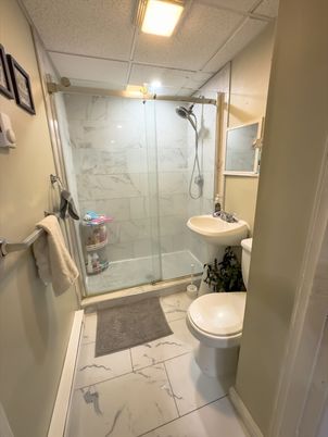 Bathroom, Glass Shower, Interior, Marble, Marble Walls