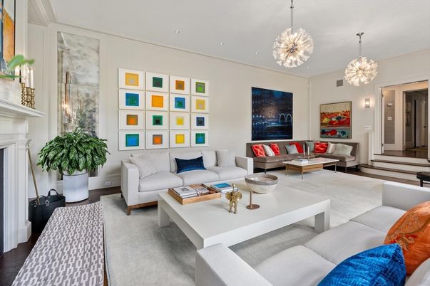 Fireplace, Interior, Living room, Pendant Lights, Recessed Lighting, Wood Texture Flooring