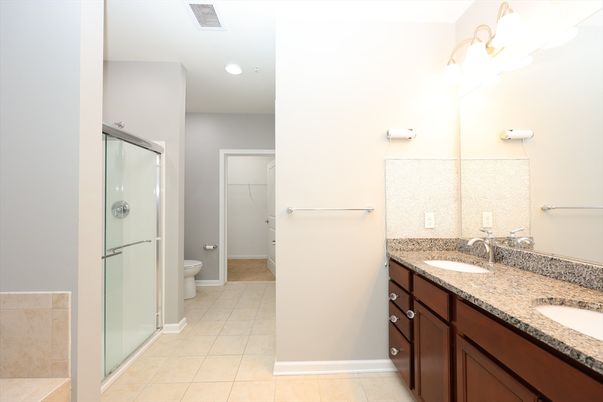 Bathroom, Dual Sink Vanities, Glass Shower, Interior, Recessed Lighting