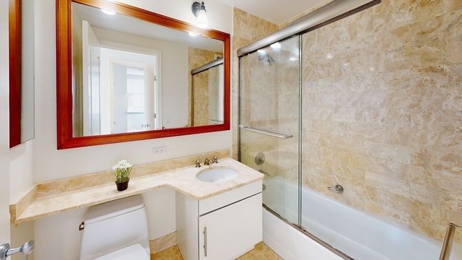 Bathroom, Glass Shower, Interior, Recessed Lighting