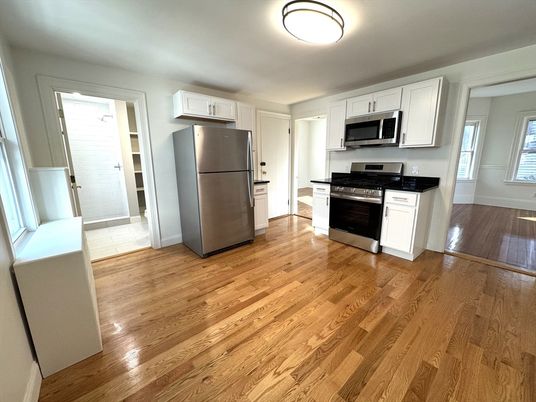 Interior, Kitchen, Stainless Steel Appliances, Wood Texture Flooring