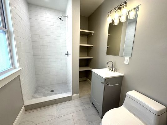 Bathroom, Interior, Marble, Recessed Lighting