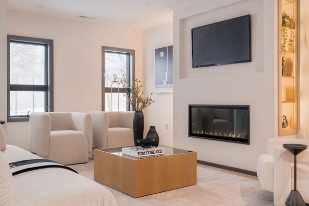 Fireplace, Interior, Living room, Recessed Lighting