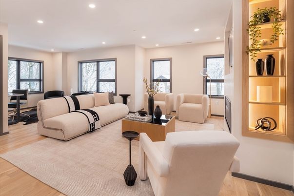 Interior, Living room, Recessed Lighting, Wood Texture Flooring