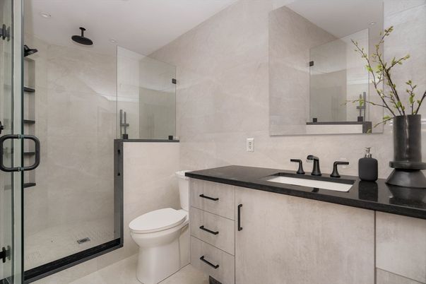Bathroom, Glass Shower, Interior, Recessed Lighting