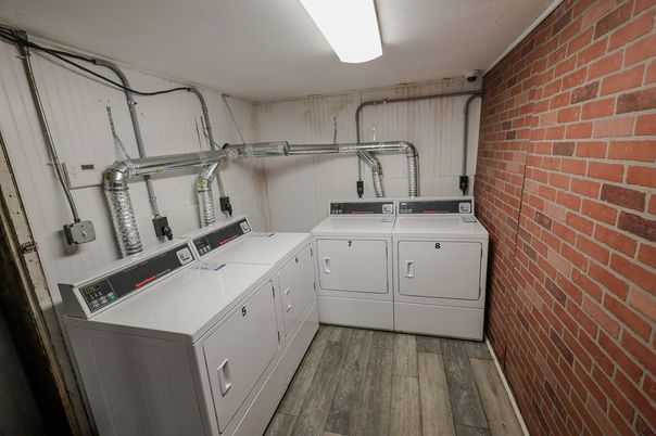 Interior, Stone Walls, Utility Closets, Washer, Wood Texture Flooring