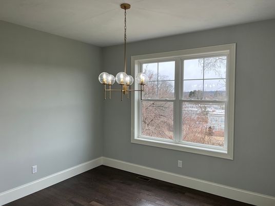 Empty room, Interior, Pendant Lights, Wood Texture Flooring