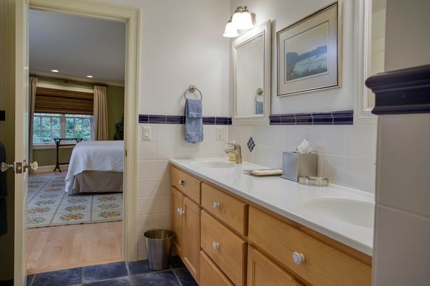 Bathroom, Bedroom, Dual Sink Vanities, Interior, Recessed Lighting, Wood Texture Flooring