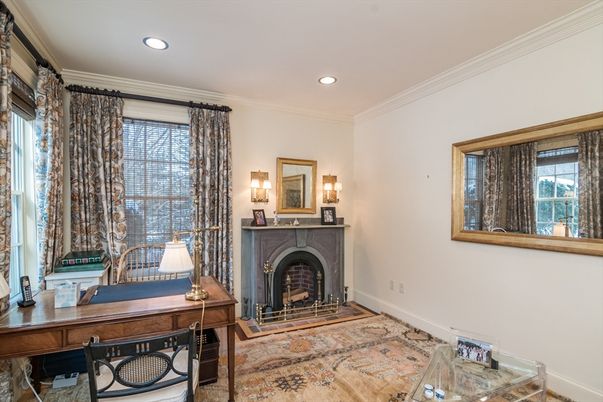 Fireplace, Home Office, Interior, Recessed Lighting