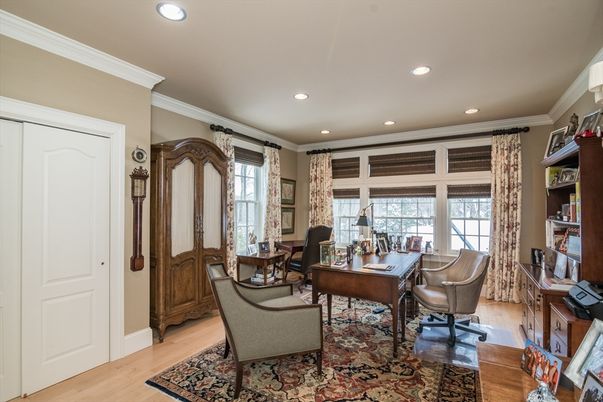 Home Office, Interior, Recessed Lighting, Wood Texture Flooring