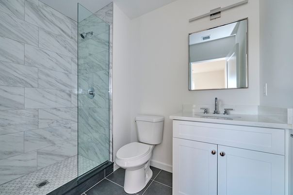 Bathroom, Glass Shower, Interior, Marble Walls