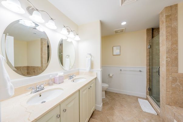 Bathroom, Dual Sink Vanities, Glass Shower, Interior, Recessed Lighting