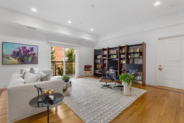 Home Office, Interior, Living room, Recessed Lighting, Wood Texture Flooring