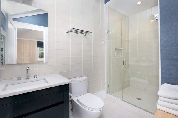Bathroom, Glass Shower, Interior, Recessed Lighting
