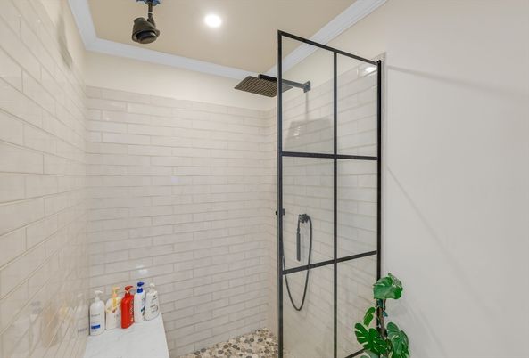 Bathroom, Glass Shower, Interior, Recessed Lighting