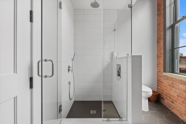 Bathroom, Glass Shower, Interior, Stone Walls