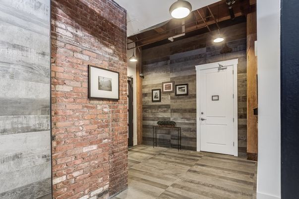 Interior, Pendant Lights, Stone Walls, Wood Texture Flooring, Wooden Walls