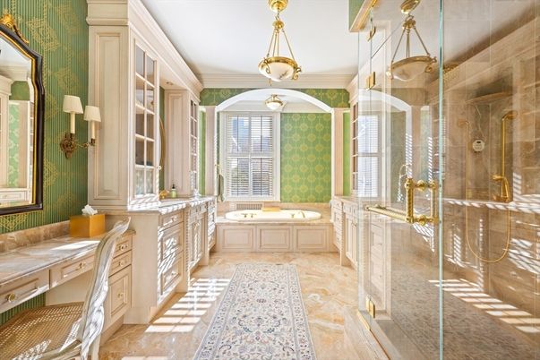 Bathroom, Glass Shower, Interior, Pendant Lights