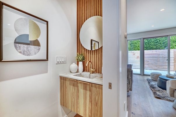 Bathroom, Interior, Recessed Lighting, Wood Texture Flooring