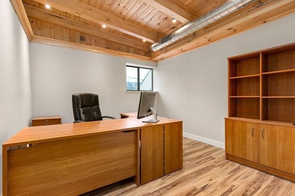 Home Office, Interior, Recessed Lighting, Wooden Beams, Wooden Ceilings, Wood Texture Flooring