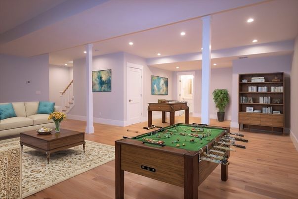 Game Room, Interior, Recessed Lighting, Wood Texture Flooring