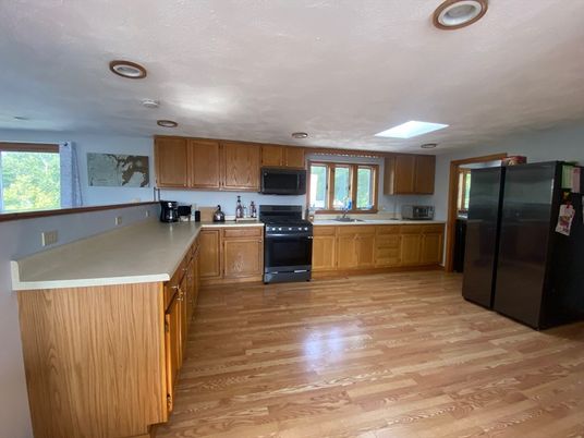 Interior, Kitchen, Recessed Lighting, Wood Texture Flooring