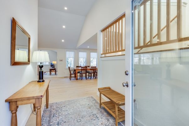 Dining room, Interior, Recessed Lighting, Wood Texture Flooring