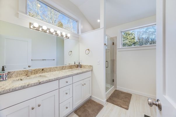 Bathroom, Dual Sink Vanities, Glass Shower, Interior, Recessed Lighting