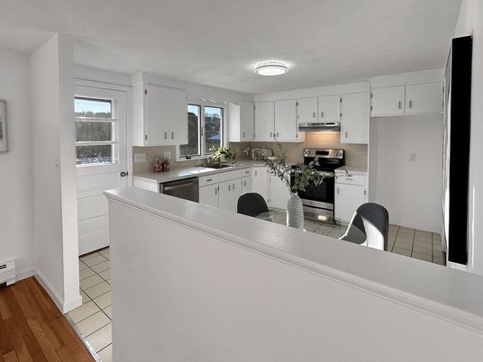 Interior, Kitchen, Stainless Steel Appliances, Wood Texture Flooring