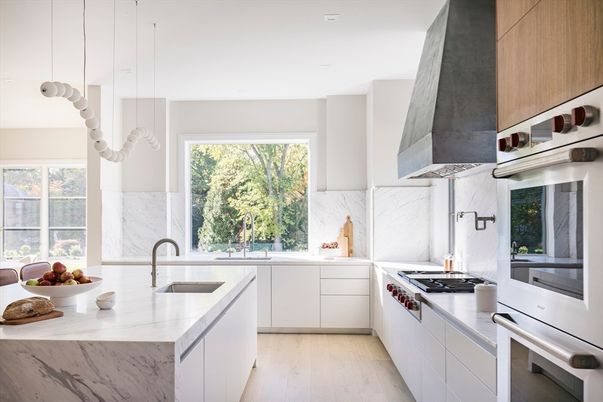 Interior, Kitchen, Pendant Lights, Stainless Steel Appliances, Wood Texture Flooring
