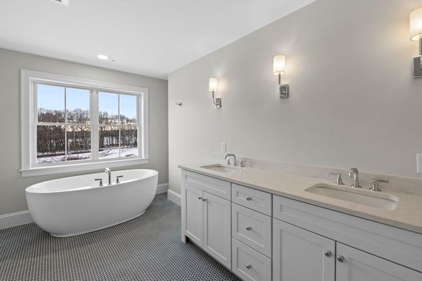 Bathroom, Dual Sink Vanities, Free Standing Baths, Interior, Recessed Lighting