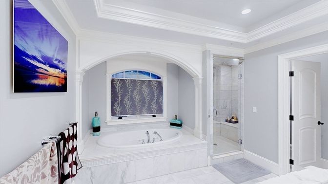 Bathroom, Glass Shower, Interior, Recessed Lighting
