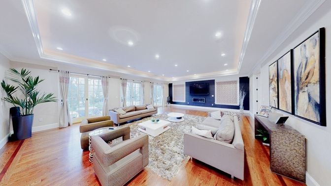 Interior, Living room, Recessed Lighting, Wood Texture Flooring