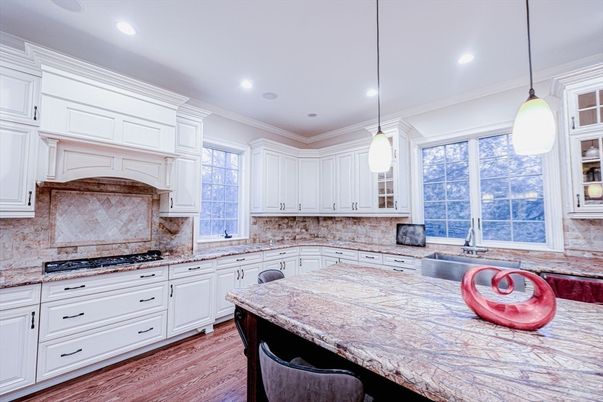Interior, Kitchen, Pendant Lights, Recessed Lighting, Wood Texture Flooring