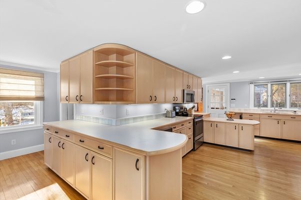 Interior, Kitchen, Recessed Lighting, Wood Texture Flooring