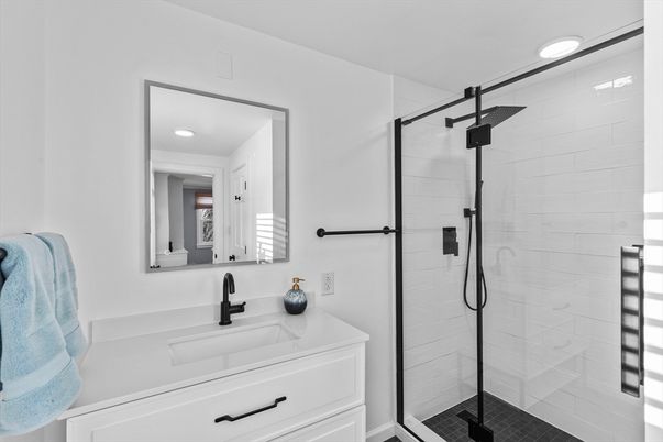Bathroom, Glass Shower, Interior, Recessed Lighting